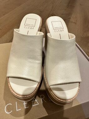 New In Box Dolce Vita Emery Ivory Leather Wedge Sandles 7.5